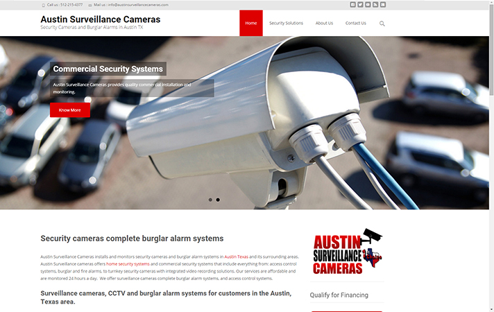 New web design for security camera and burglar alarm company in Austin Texas
