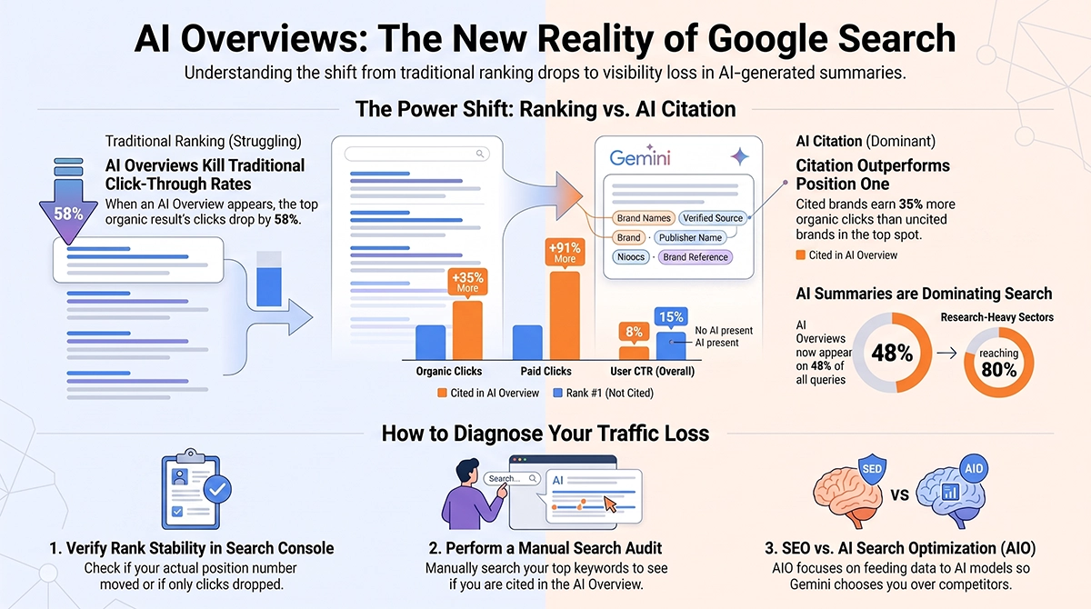 AI-powered results are answering questions directly, reducing the need for users to click through to websites.